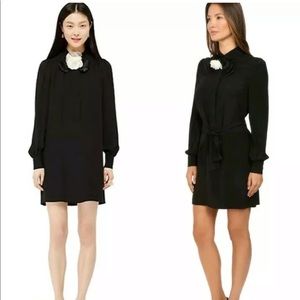 Kate Spade Rosette bow silk silk shift shirt dress